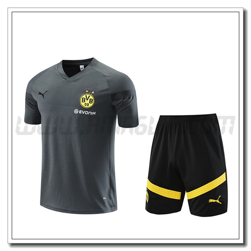 Kit Maglia Allenamento Dortmund + Pantaloncini Grigio 2022 2023
