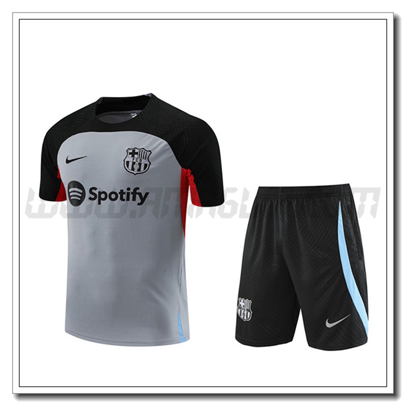 Kit Maglia Allenamento FC Barcellona + Pantaloncini Grigio 2022 2023