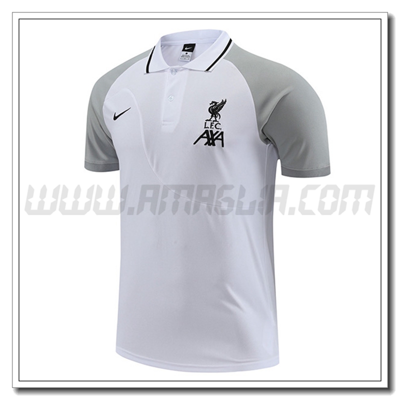 Maglia Polo FC Liverpool Bianco/Grigio 2022 2023