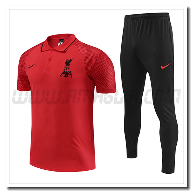 Kit Maglia Polo FC Liverpool + Pantaloni Rosso 2022 2023 -02