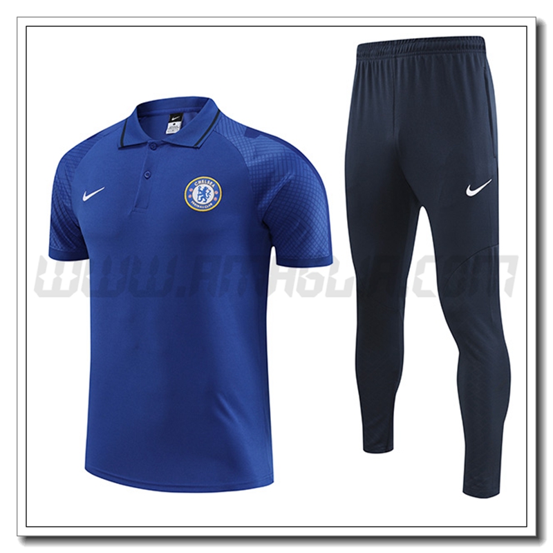 Kit Maglia Polo FC Chelsea + Pantaloni Blu 2022 2023 -02