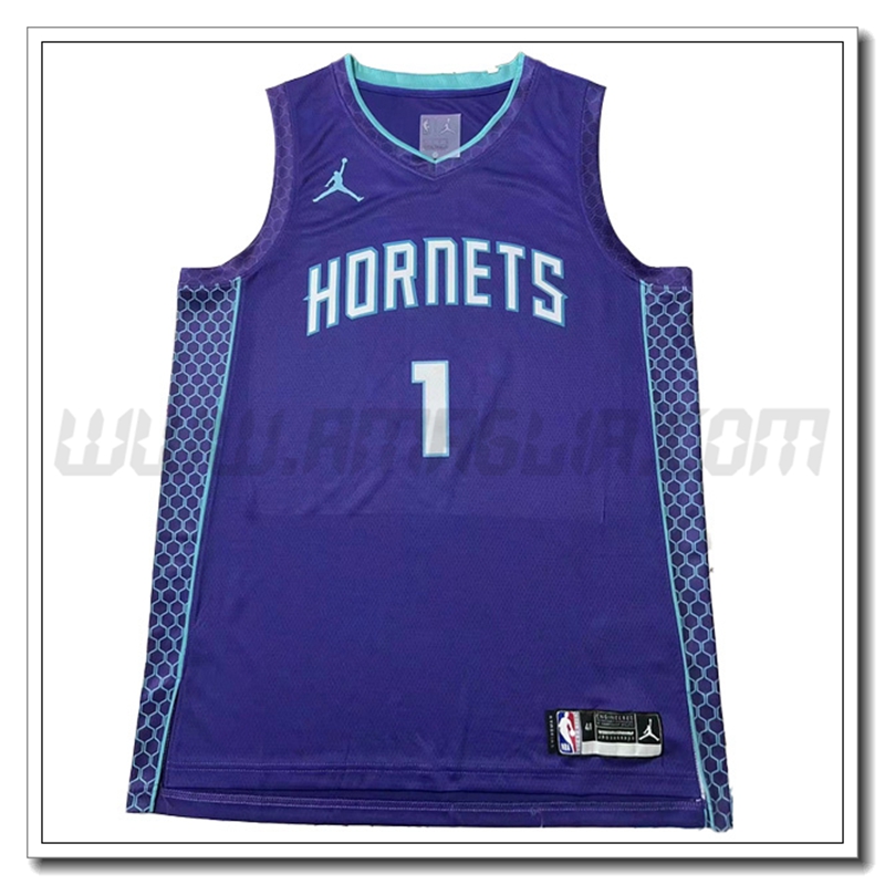 Maglia Detroit Charlotte Hornets (BALL #1) 2022/23 Blu