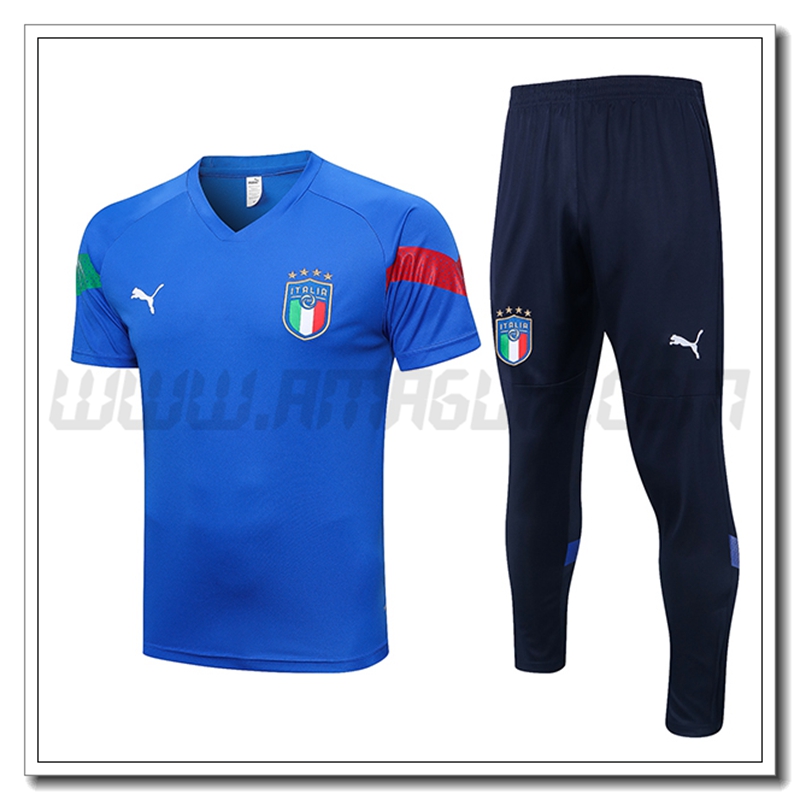 KIT Maglia Allenamento Italia + Pantaloni Blu 2022 2023