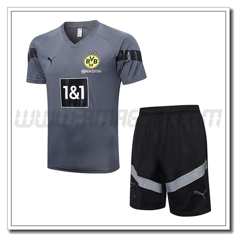 KIT Maglia Allenamento Dortmund BVB + Pantaloncini Grigio 2022 2023
