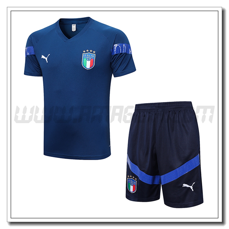 KIT Maglia Allenamento Italia + Pantaloncini Blu Marino 2022 2023