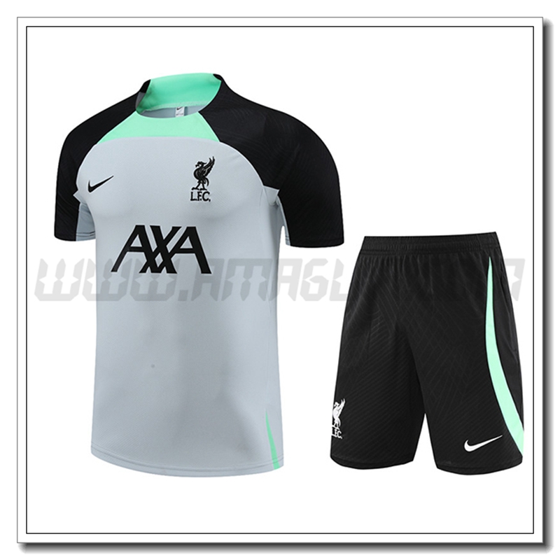 KIT Maglia Allenamento FC Liverpool + Pantaloncini Grigio 2022 2023