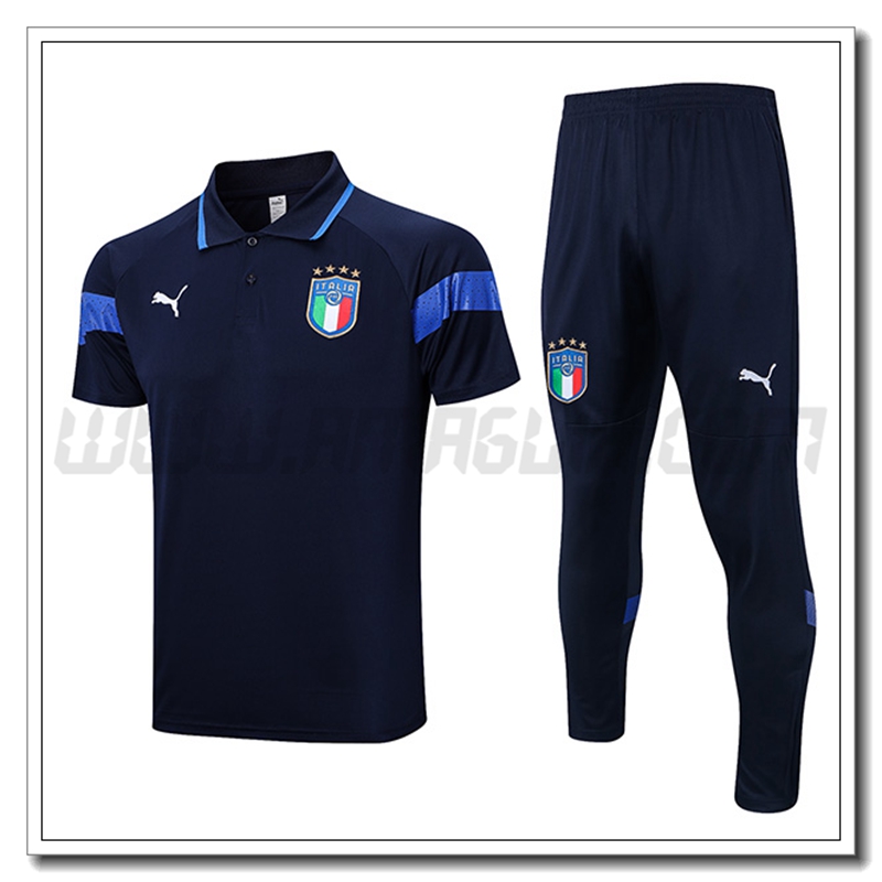 KIT Maglia Polo Italia + Pantaloni Blu Marino 2022 2023