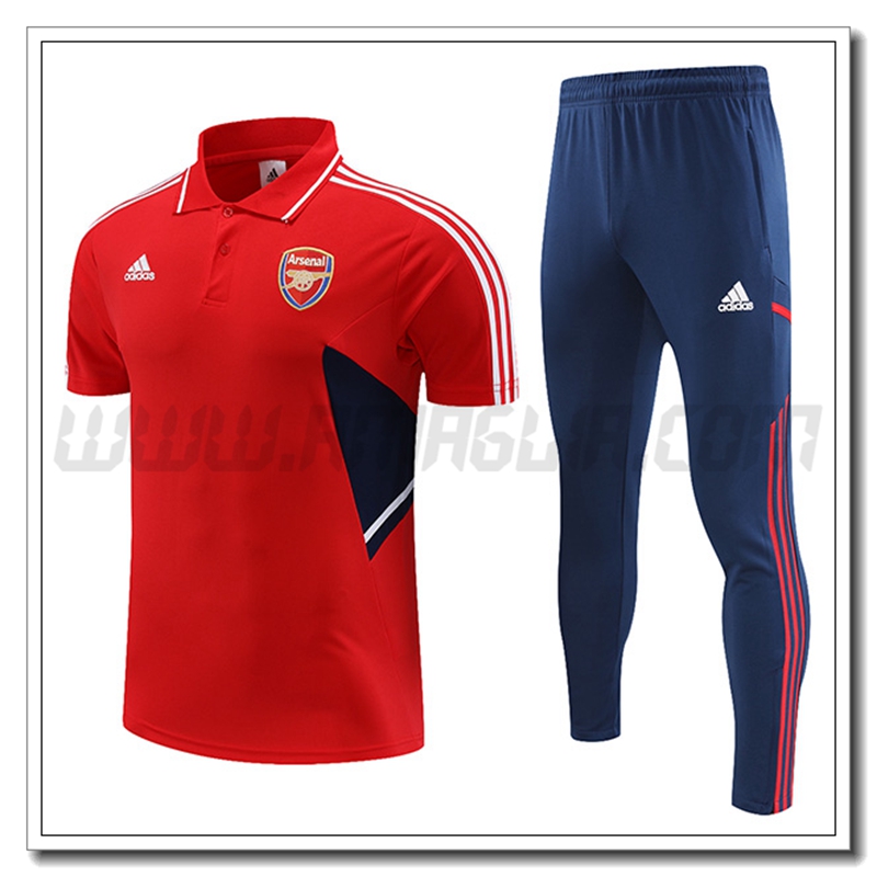 KIT Maglia Polo Arsenal + Pantaloni Rosso 2022 2023