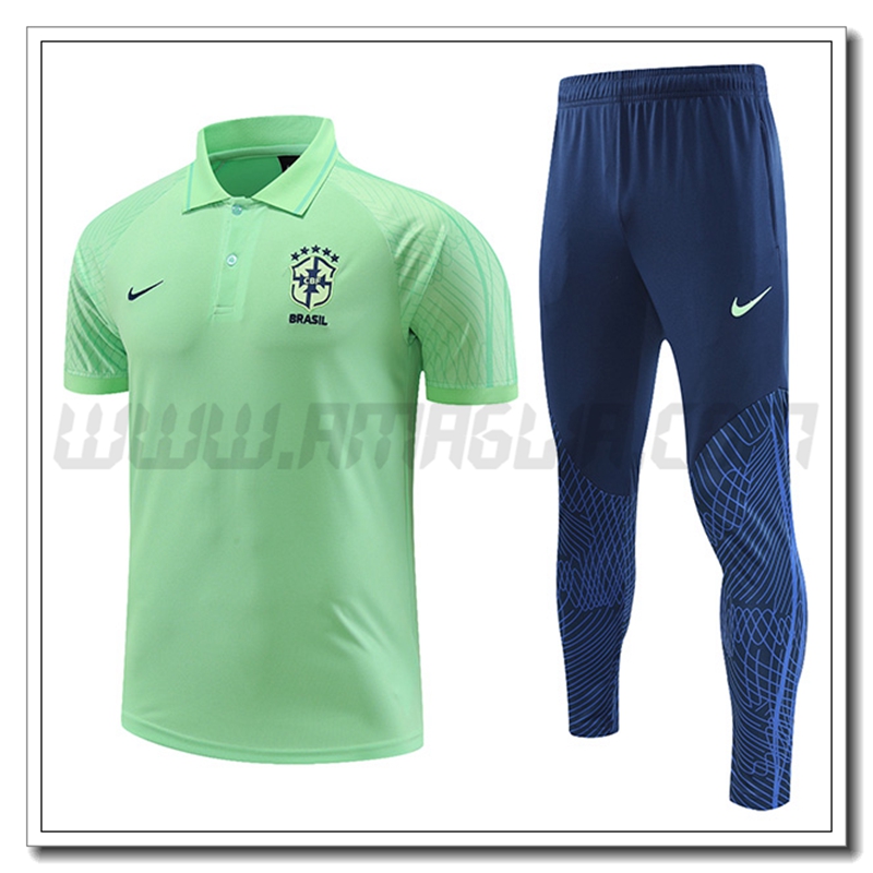 KIT Maglia Polo Brasile + Pantaloni Verde 2022 2023