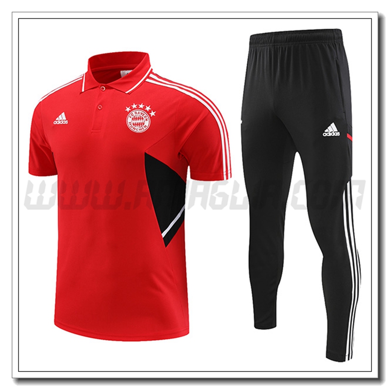 KIT Maglia Polo Bayern Monaco + Pantaloni Rosso 2022 2023