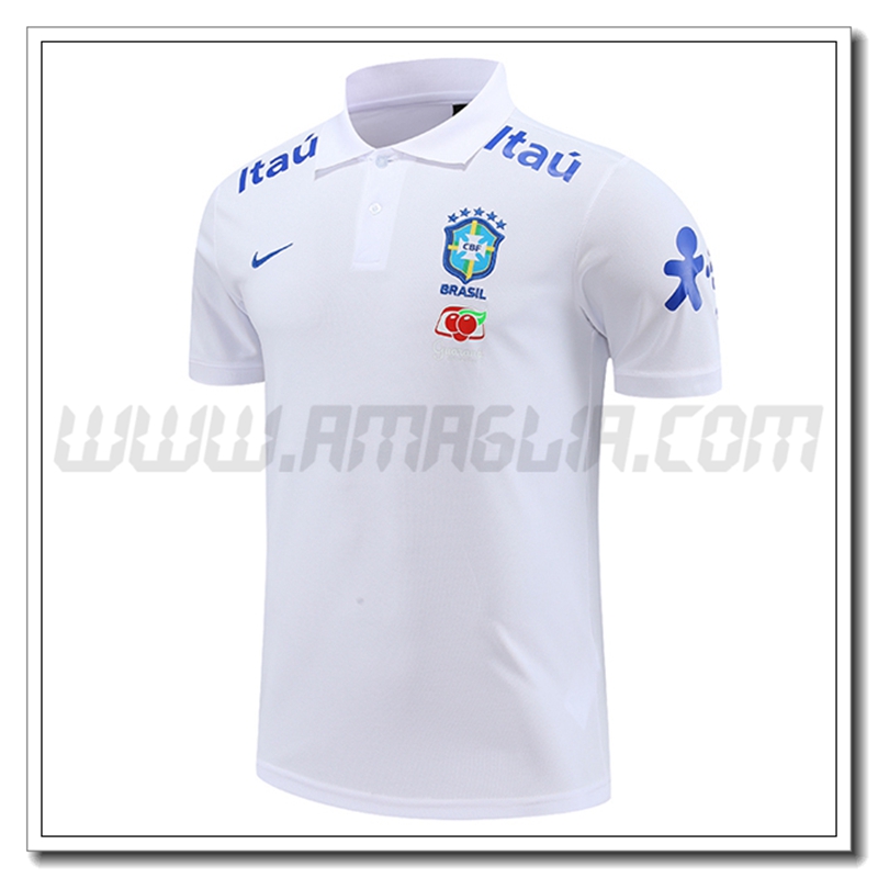 Maglia Polo Brasile Bianco 2022 2023