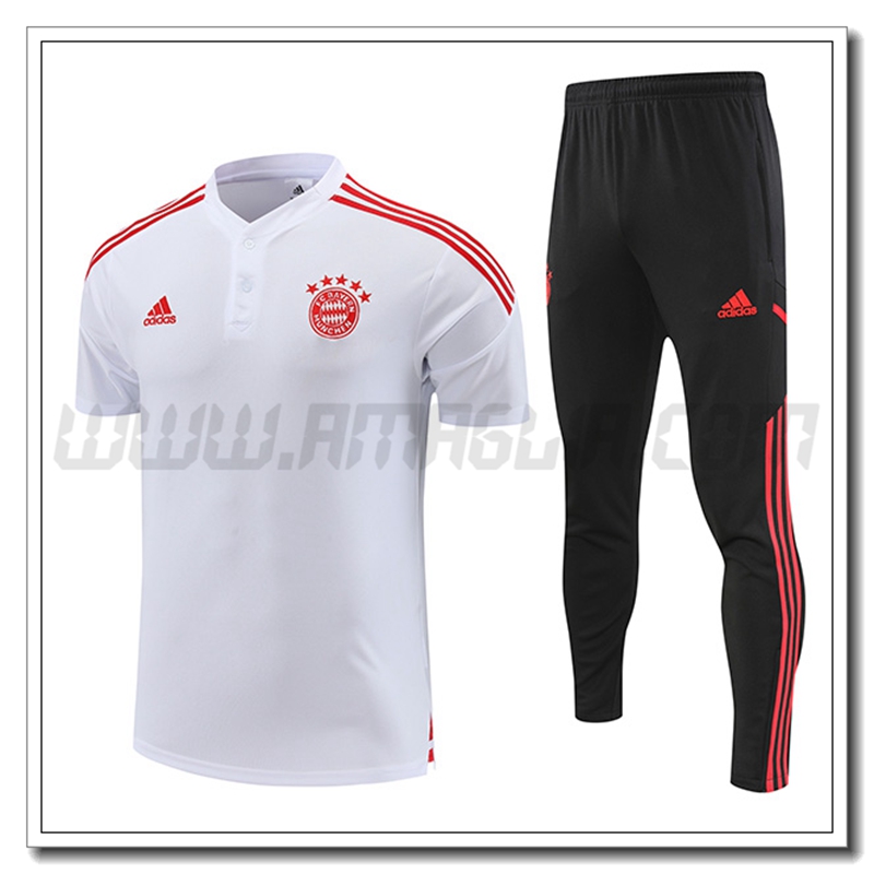 KIT Maglia Polo Bayern Monaco + Pantaloni Bianco 2022 2023