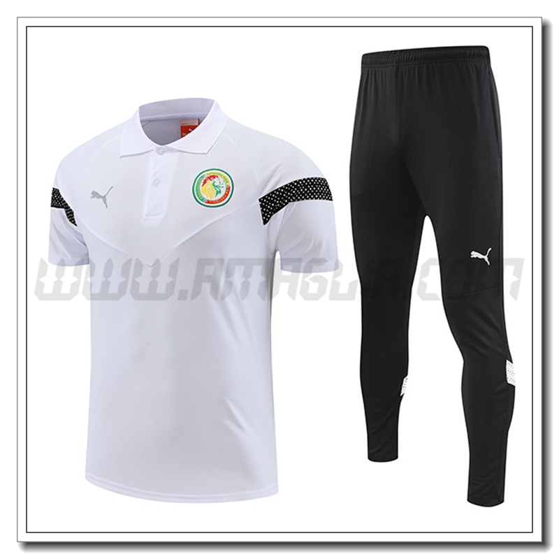 KIT Maglia Polo Senegal + Pantaloni Bianco 2022 2023