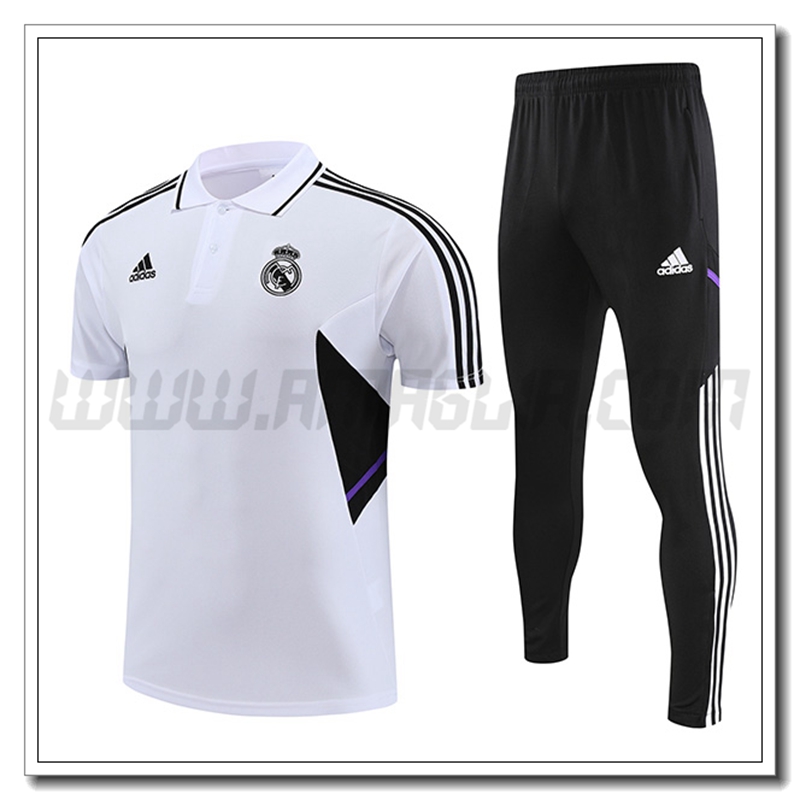 KIT Maglia Polo Real Madrid + Pantaloni Bianco 2022 2023