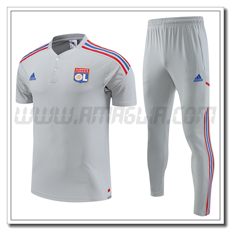 KIT Maglia Polo Lyon OL + Pantaloni Grigio 2022 2023