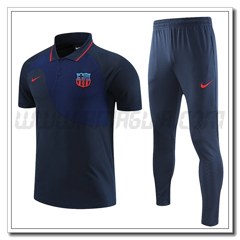 KIT Maglia Polo FC Barcellona + Pantaloni Blu Marino 2022 2023