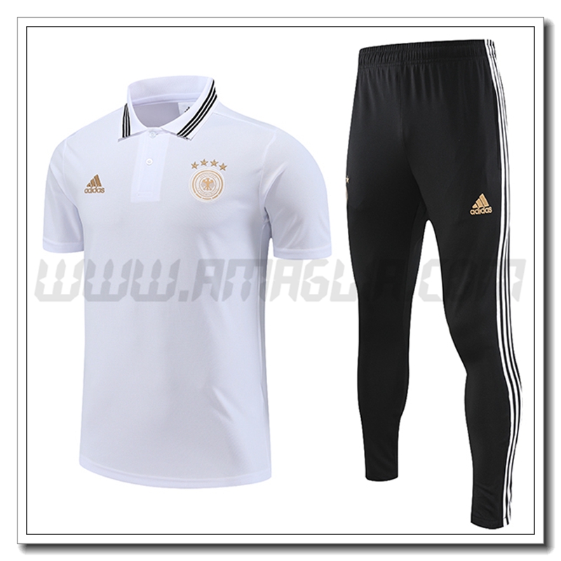 KIT Maglia Polo Germania + Pantaloni Bianco 2022 2023