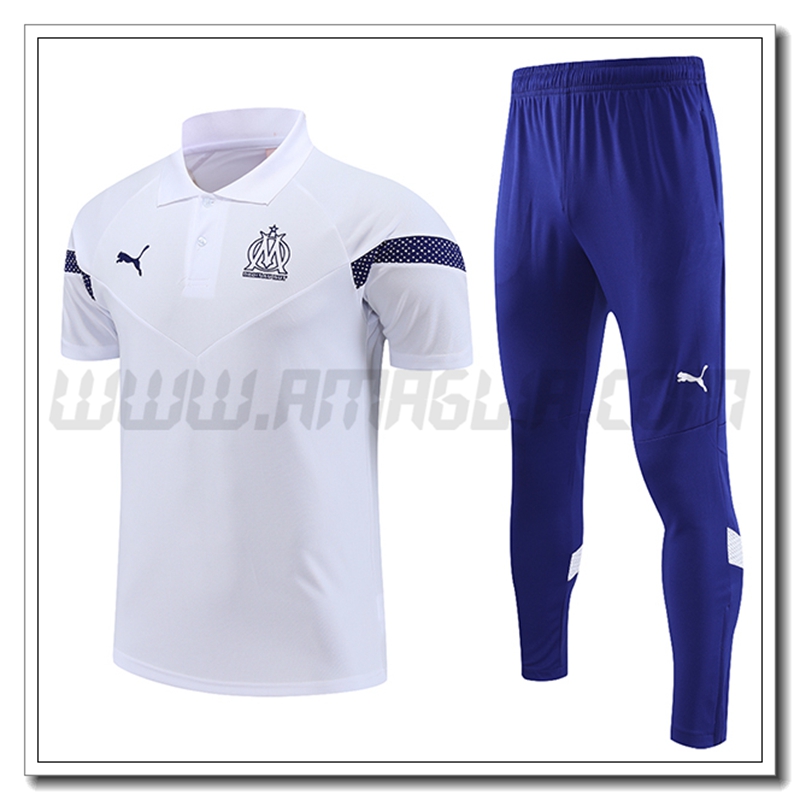 KIT Maglia Polo Marsiglia OM + Pantaloni Bianco 2022 2023
