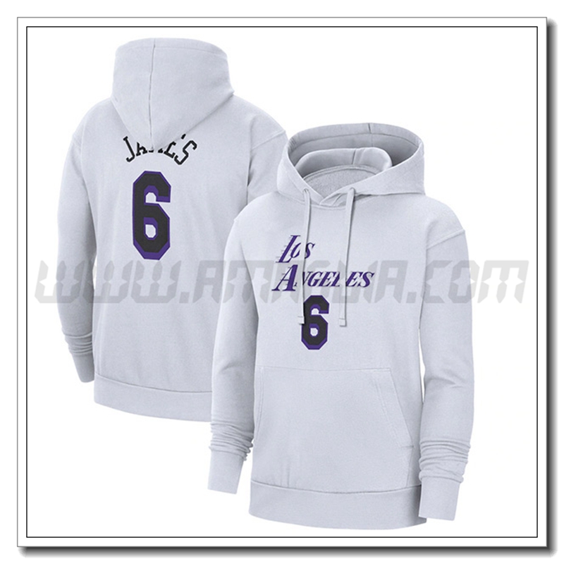 Felpa Allenamento Cappuccio Los Angeles Lakers Bianco 2023