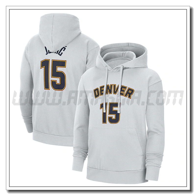 Felpa Allenamento Cappuccio Denver Nuggets Bianco 2023