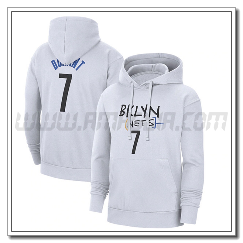 Felpa Allenamento Cappuccio Brooklyn Nets Bianco 2023