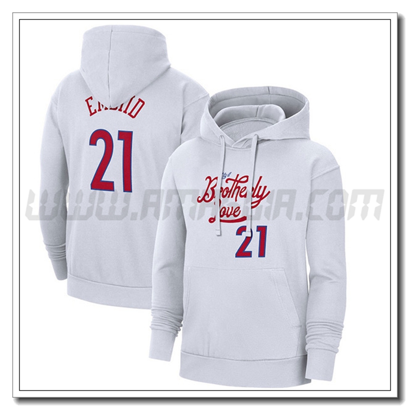 Felpa Allenamento Cappuccio Philadelphia 76ers Bianco 2023