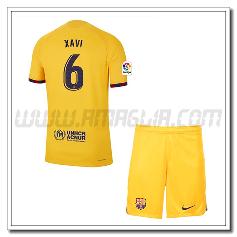 Kit Maglia XAVI #6 FC Barcellona Bambino Quarto 2022 2023