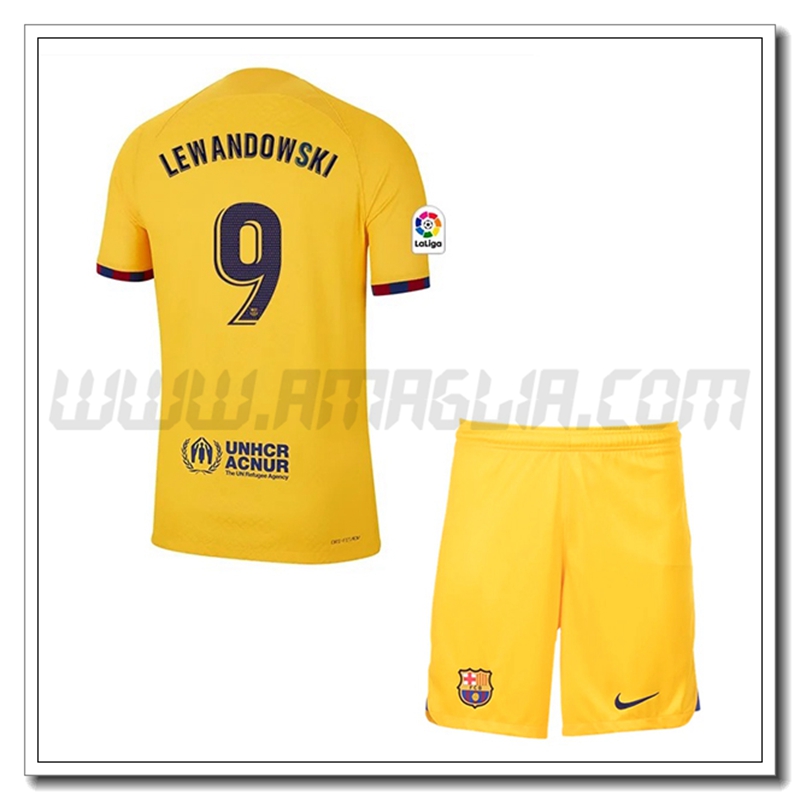 Kit Maglia LEWANDOWSKI #9 FC Barcellona Bambino Quarto 2022 2023