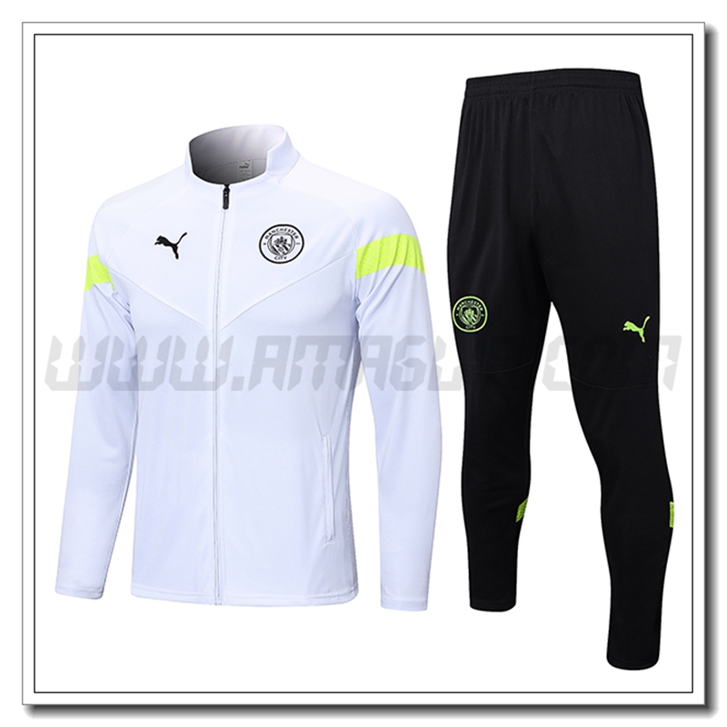 Tuta Allenamento Giacca Manchester City Bianco 2022 2023
