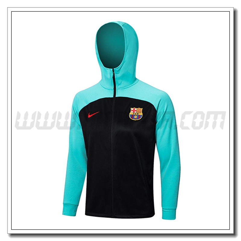 Giacca con Cappuccio FC Barcellona Nero/Blu 2022 2023