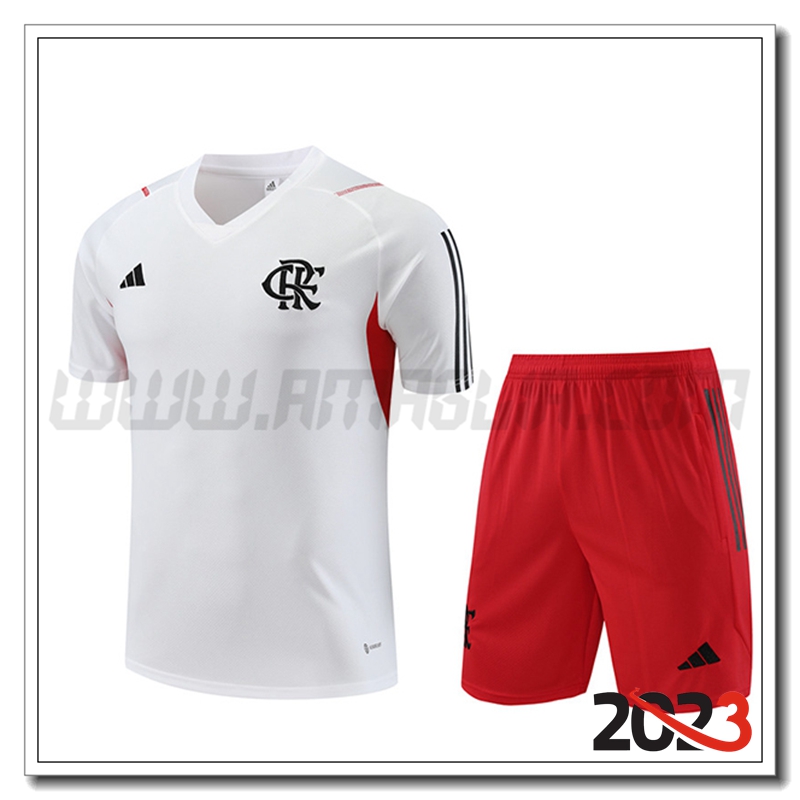 KIT Maglia Allenamento + Pantaloncini Flamengo Bianco 2023 2024