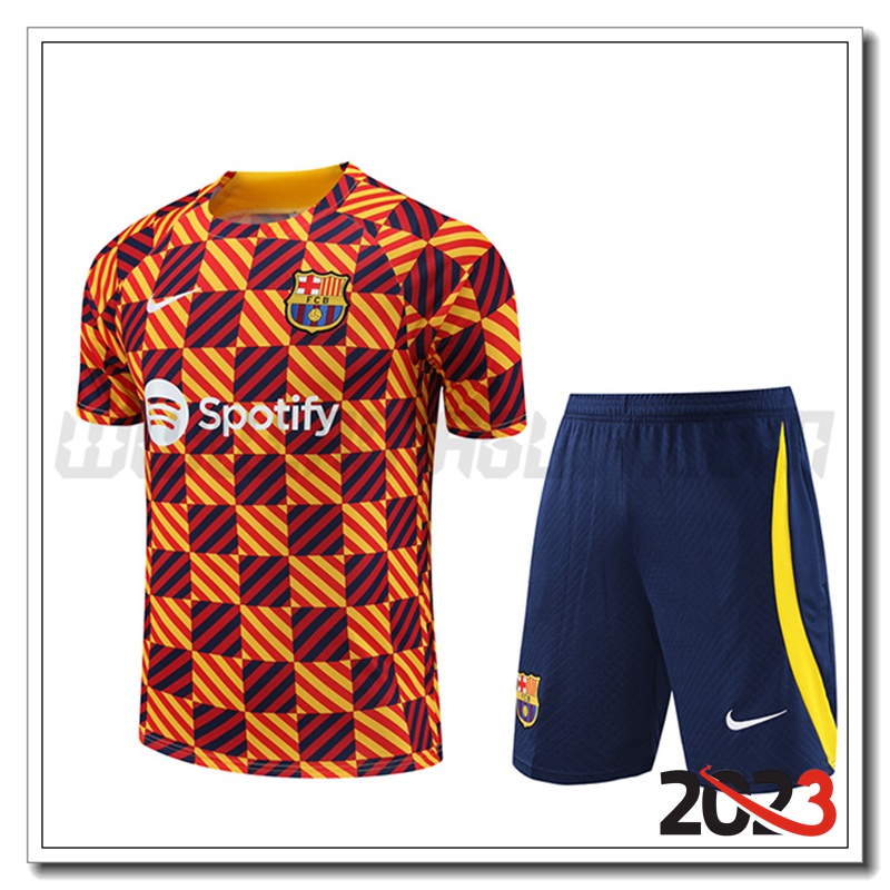KIT Maglia Allenamento + Pantaloncini FC Barcellona GIALLO 2023 2024