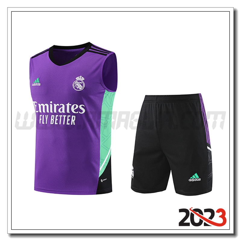 Canotta da Allenamento + Pantaloncini Real Madrid Viola 2023 2024