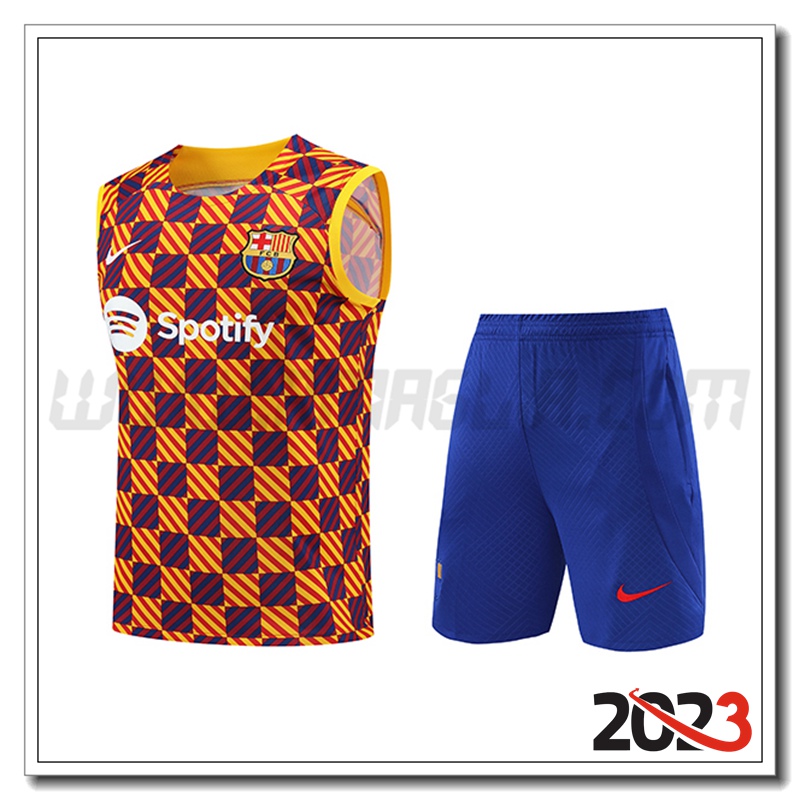Canotta da Allenamento + Pantaloncini FC Barcellona GIALLO 2023 2024
