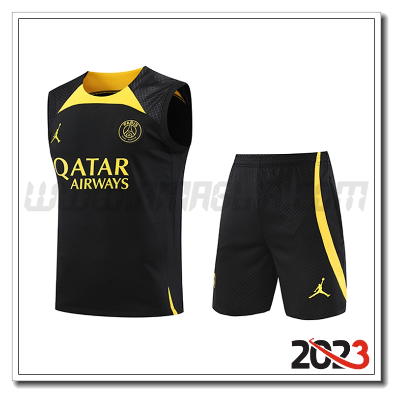 Canotta da Allenamento + Pantaloncini PSG Jordan Nero 2023 2024