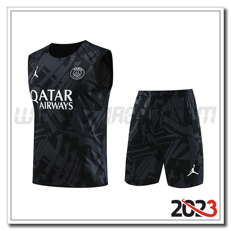 Canotta da Allenamento + Pantaloncini PSG Jordan Nero 2023 2024