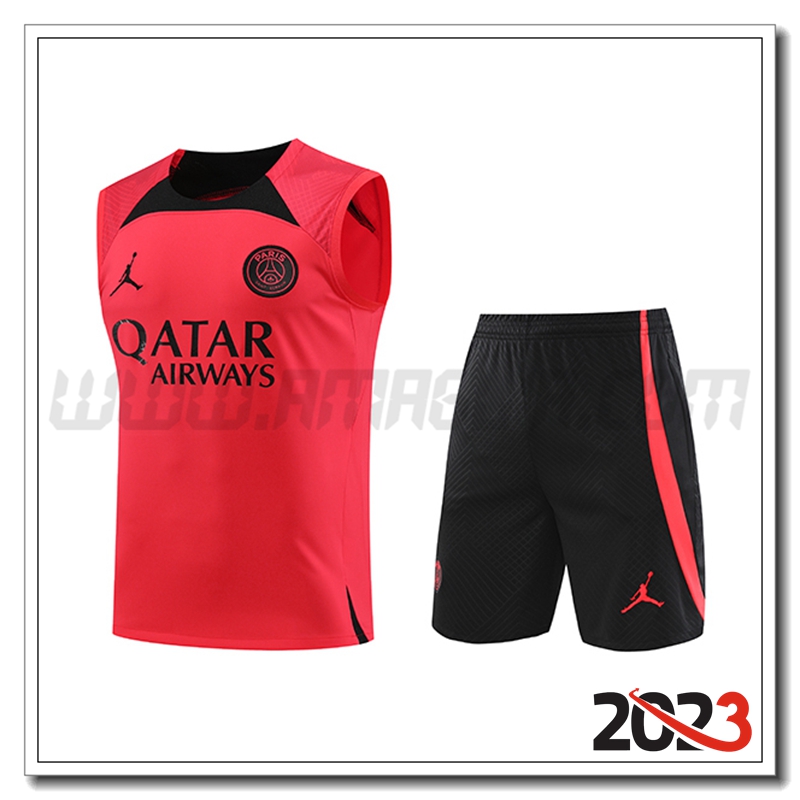 Canotta da Allenamento + Pantaloncini PSG Jordan Rosso 2023 2024