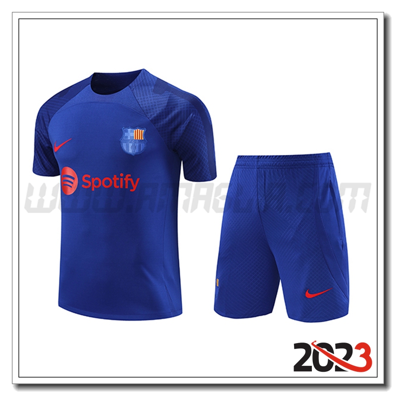 KIT Maglia Allenamento + Pantaloncini FC Barcellona Blu Marino 2023 2024