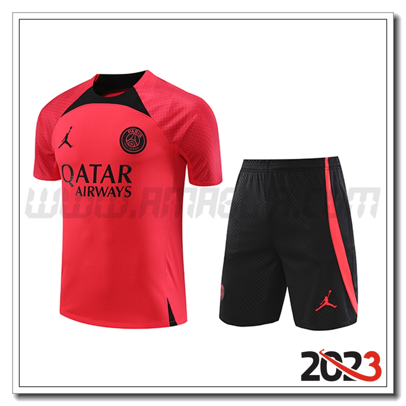 KIT Maglia Allenamento + Pantaloncini PSG Jordan Rosso 2023 2024