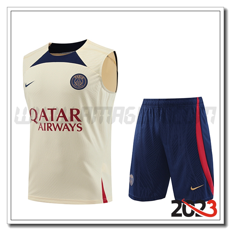 Canotta da Allenamento + Pantaloncini PSG GIALLO 2023 2024