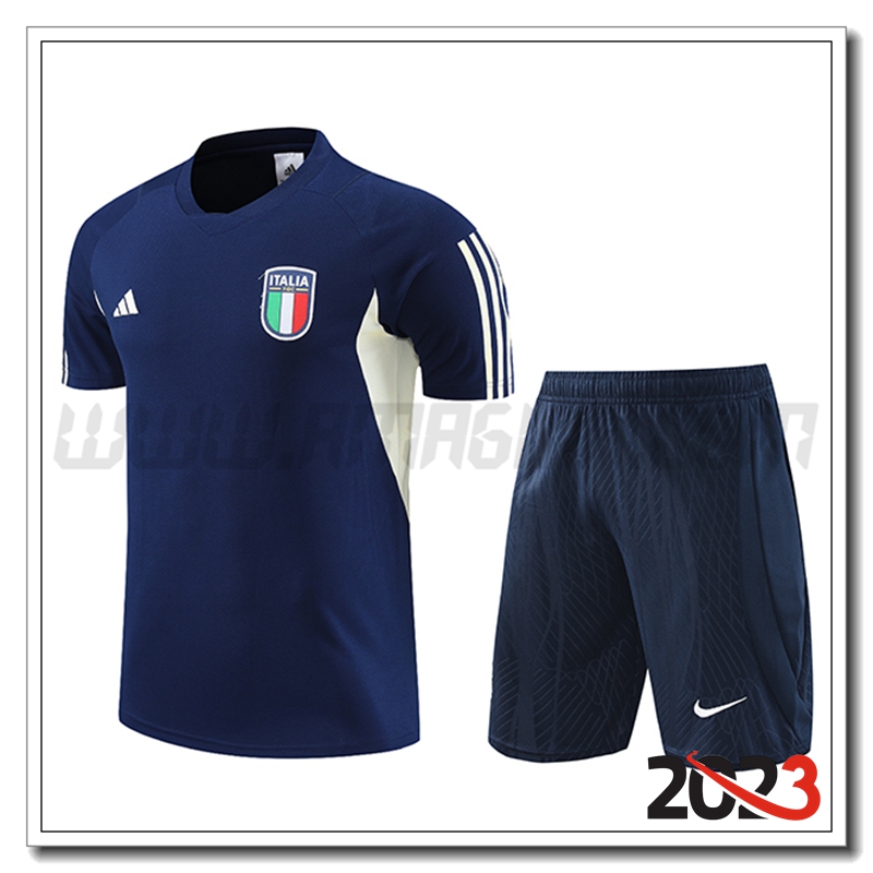 KIT Maglia Allenamento + Pantaloncini Italia Blu Marino 2023 2024