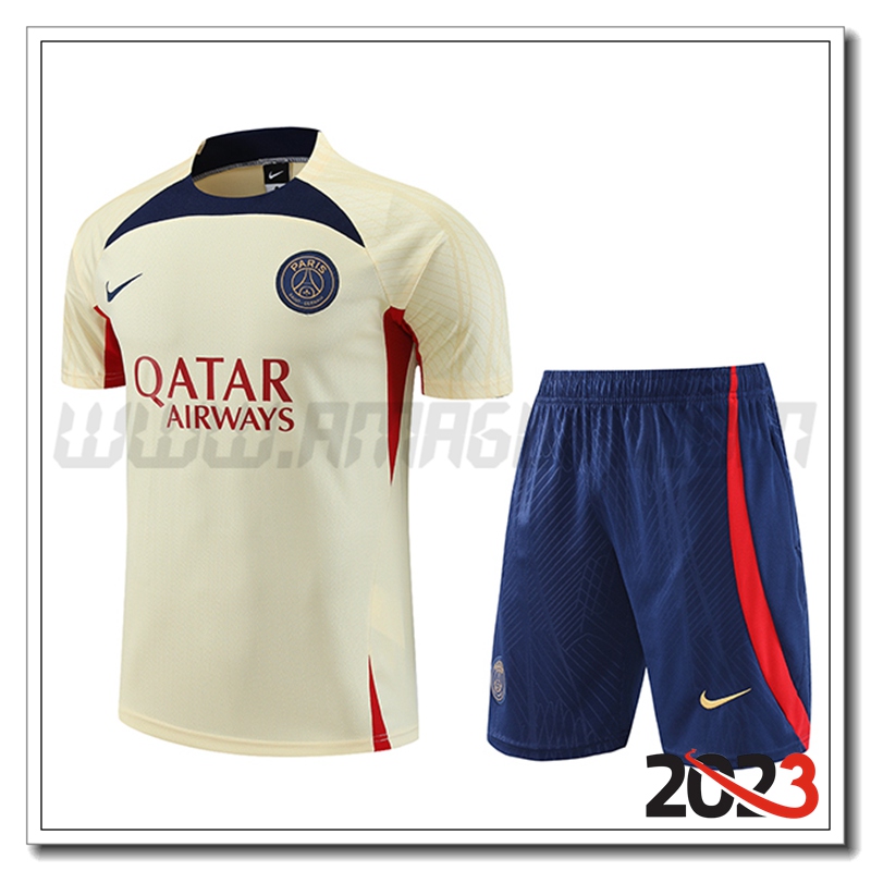KIT Maglia Allenamento + Pantaloncini PSG GIALLO 2023 2024