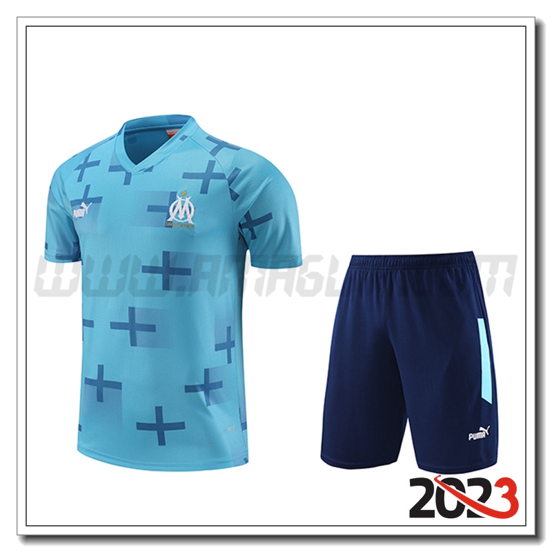 KIT Maglia Allenamento + Pantaloncini Marsiglia Blu Chiaro 2023 2024