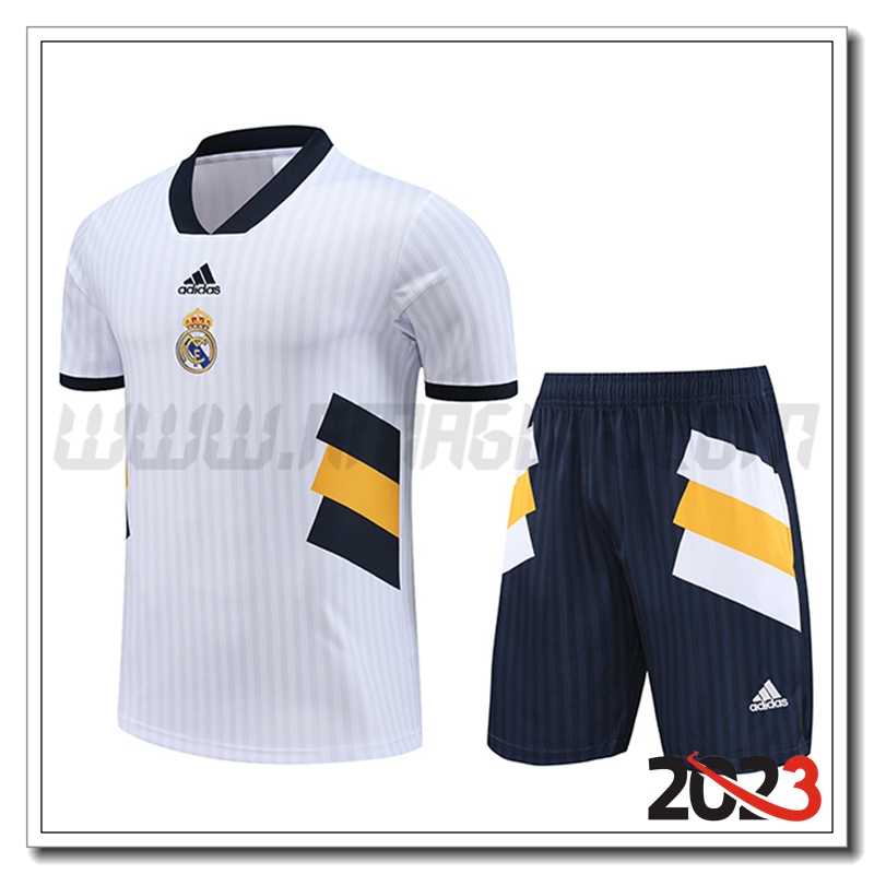 KIT Maglia Allenamento + Pantaloncini Real Madrid Bianco 2023 2024