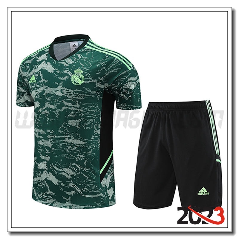 KIT Maglia Allenamento + Pantaloncini Real Madrid Verde 2023 2024