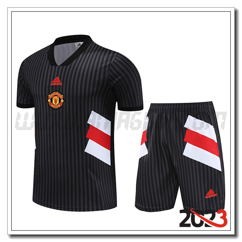 KIT Maglia Allenamento + Pantaloncini Manchester United Nero 2023 2024