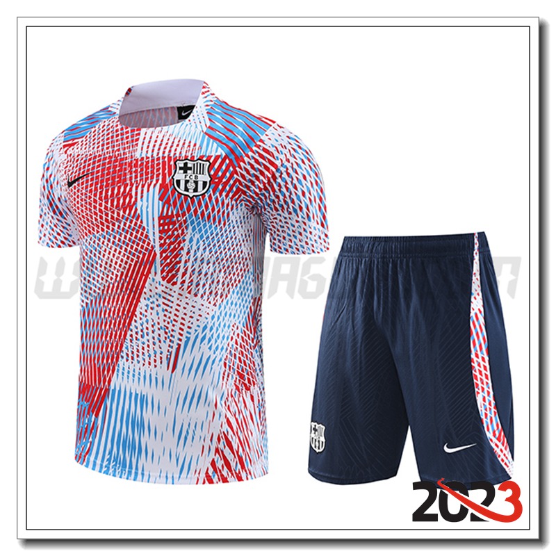 KIT Maglia Allenamento + Pantaloncini FC Barcellona Rosso/Blu/Bianco 2023 2024