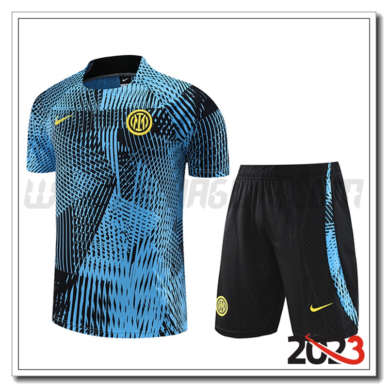 KIT Maglia Allenamento + Pantaloncini Inter Milan Blu Chiaro 2023 2024