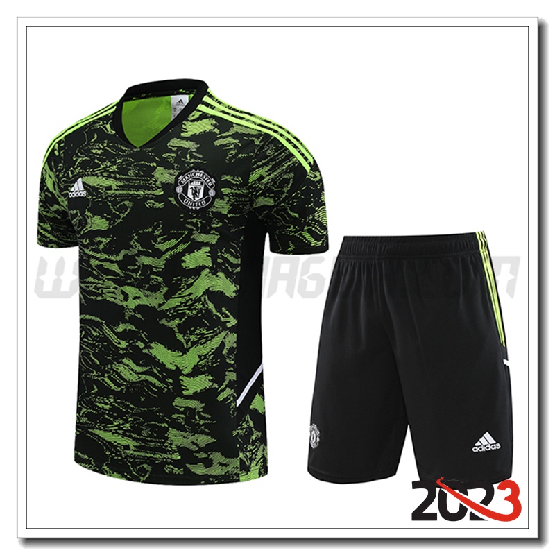 KIT Maglia Allenamento + Pantaloncini Manchester United Verde 2023 2024
