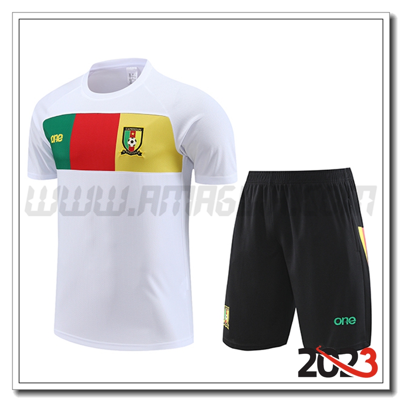 KIT Maglia Allenamento + Pantaloncini Camerun Bianco 2023 2024